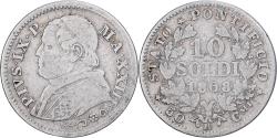 World Coins - Vatican, PAPAL STATES, Pius IX, 10 Soldi, 50 Centesimi, 1868, Rome, Silver