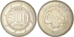 World Coins - Coin, Lebanon, 500 Livres, 2000, , Nickel plated steel, KM:39