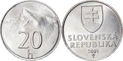 World Coins - Coin, Slovakia, 20 Halierov, 2001, Kremnica, , Aluminum, KM:18