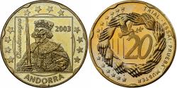World Coins - Andorra, 20 Centimes, Fantasy Trial Euro, 2003, Nordic gold,