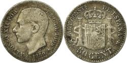 World Coins - Coin, Spain, Alfonso XII, 50 Centimos, 1880, Madrid, , Silver, KM:685