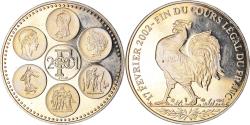 World Coins - France, Medal, Coq, Fin du Cours Légal du Franc, Politics, 2001,