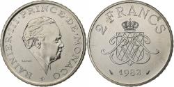World Coins - Monaco, Rainier III, 2 Francs, 1982, MDP, série FDC, Nickel,