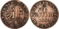 World Coins - SWISS CANTONS, GENEVA, 4 Centimes, 1839, Billon, , KM:127