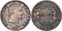 World Coins - France, Napoleon I, Quart, 1809, Paris, Silver, , Gadoury:350