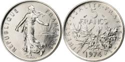 World Coins - France, 5 Francs, Semeuse, 1974, Monnaie de Paris, série FDC, Copper-nickel