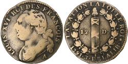 World Coins - France, Louis XVI, 12 deniers françois, 1791·3, Paris, Métal de cloche