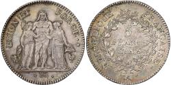 World Coins - France, Directoire, 5 Francs, Union et Force, AN 6, Paris, Silver,