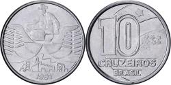 World Coins - Brazil, 10 Cruzeiros, 1991, Stainless Steel, , KM:619.1