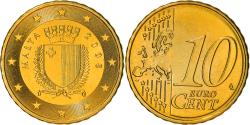 World Coins - Malta, 10 Euro Cent, 2008, Paris, , Brass, KM:128