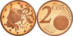 World Coins - France, 2 Euro Cent, 2011, Paris, Proof / BE, , Copper Plated Steel