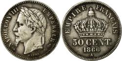 World Coins - Coin, France, Napoleon III, Napoléon III, 50 Centimes, 1866, Paris,