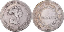 World Coins - Coin, ITALIAN STATES, LUCCA, Felix and Elisa, 5 Franchi, 1805, Firenze