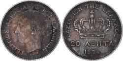 World Coins - Coin, Greece, George I, 20 Lepta, 1874, Paris, , Silver, KM:44