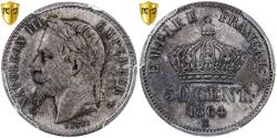 World Coins - France, Napoleon III, 50 Centimes, 1864, Bordeaux, Silver, PCGS, AU(55-58)