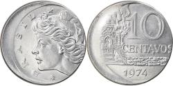 World Coins - Coin, Brazil, 10 Centavos, 1974, error off center strike, , Stainless