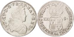 World Coins - Coin, France, Louis XV, 1/6 Écu (XX – S) de France-Navarre, 20 Sols, 1/6 ECU
