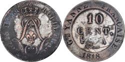 World Coins - French Guiana, Louis XVIII, 10 Cent, 1818, Paris, Billon,