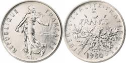 World Coins - France, 5 Francs, Semeuse, 1980, Paris, série FDC, Cupronickel,