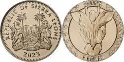 World Coins - Sierra Leone, Dollar, Giraffe, African Animal Mask, 2023, Pobjoy Mint, Virenium