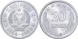 World Coins - Albania, 20 Qindarka, 1969, Aluminum, , KM:46