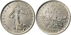 World Coins - France, 5 Francs, Semeuse, 1980, Paris, Nickel Clad Copper-Nickel,