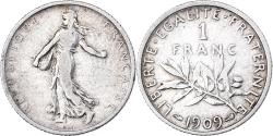 World Coins - France, Semeuse, Franc, 1909, Paris, , Silver, KM:844.1, Gadoury:467