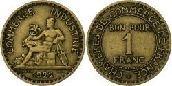 World Coins - France, Franc, Chambre de commerce, 1922, Paris, Aluminum-Bronze,