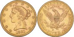 Us Coins - Coin, United States, Coronet Head, $5, Half Eagle, 1881, San Francisco