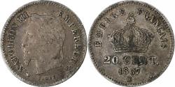 World Coins - France, Napoleon III, 20 Centimes, 1867, Strasbourg, Silver,