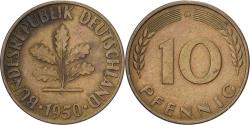World Coins - Federal Republic of Germany, 10 Pfennig, 1950, Karlsruhe, Brass Clad Steel