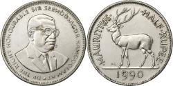 World Coins - Mauritius, 1/2 Rupee, 1990, Nickel plated steel, , KM:54