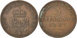 World Coins - Coin, German States, PRUSSIA, Wilhelm I, 3 Pfennig, 1867, Berlin,