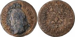 World Coins - France, Louis XIII, Double Tournois, 1643, Bordeaux, Copper,