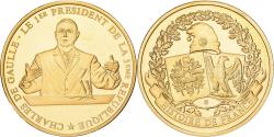 World Coins - France, Medal, De Gaulle, 1er Président de la 5ème République, Copper Gilt