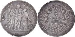 World Coins - Coin, France, Union et Force, 5 Francs, AN 7 (L/A), Bayonne, , Silver