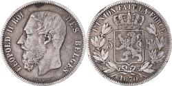 World Coins - Coin, Belgium, Leopold II, 5 Francs, 5 Frank, 1870, Brussels, , Silver