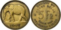 World Coins - Belgian Congo, Régence Prince Charles, 5 Francs, 1947, Brass, , KM:29