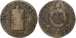 World Coins - France, 2 sols à la Balance, 1793 / AN II, Strasbourg, Copper,
