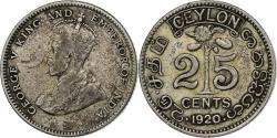 World Coins - Coin, Ceylon, George V, 25 Cents, 1920, , Silver, KM:105a