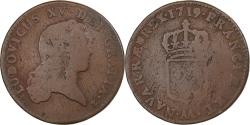 World Coins - France, Louis XV, Sol au buste enfantin, 1719, Metz, Copper,