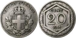 World Coins - Italy, Vittorio Emanuele III, 20 Centesimi, 1918, Rome, Copper-nickel