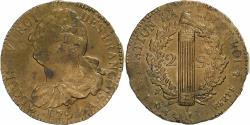 World Coins - France, Constitution, 2 Sols, 2 sols françois, 1792 / AN 4, Paris, Bronze