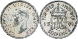 World Coins - Great Britain, George VI, 6 Pence, 1941, Silver, , KM:852