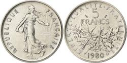 World Coins - France, 5 Francs, Semeuse, 1980, Paris, Nickel Clad Copper-Nickel,