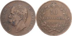 World Coins - Italy, Umberto I, 10 Centesimi, 1893, Rome, Copper,