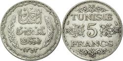 World Coins - Coin, Tunisia, Ahmad Pasha Bey, 5 Francs, 1934, Paris, , Silver