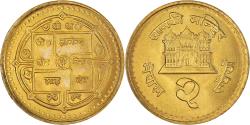 World Coins - Coin, Nepal, SHAH DYNASTY, Birendra Bir Bikram, 2 Rupees, , Brass, KM:1116