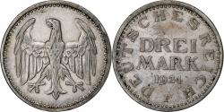 World Coins - Germany, Weimar Republic, 3 Mark, 1924, Stuttgart, Silver, , KM:53