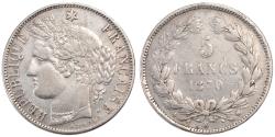 World Coins - Coin, France, Cérès, 5 Francs, 1870, Bordeaux, , Silver, KM:818.2